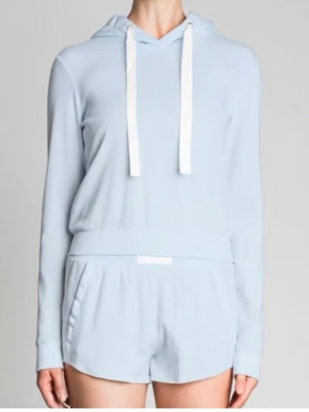 Heroine Sport Light Blue Lightweight Cropped Pullover Sweatshirt Hoodie Size XS